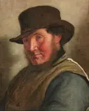 Continental School, A Gentleman in a hat, oil on panel
