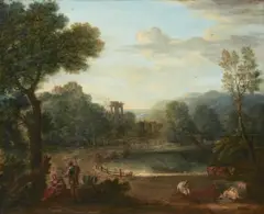 H. Hellier, Resting the herd, oil on canvas
