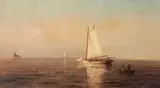 Sailboat on a quiet morning by Frank Knox Morton Rehn, oil on canvas, sold Jun 2023