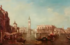 Venetian School, A view of the Doge's Palace from the Grand Canal, Venice, oil on canvas