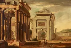 Viviano Codazzi, Figures amongst classical ruins, oil on canvas