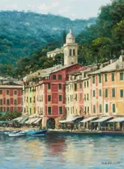 Claudio Ciardi, Coastal Italian scenes (a pair), oil on board