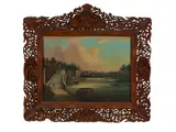 Guangdong School Anonymous, Village along the Pearl River, 1800-1850, Oil on canvas, unsigned, depicting a riverside scene