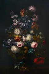 French School, A still life with flowers in an urn set on a ledge; and a companion painting (a pair), both oil on canvas