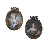 French School, A portrait of a Marie Antoinette; and a companion painting (two works), both pastel on oval paper