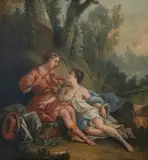 François Boucher, Fête galante scene: Daphnis and Chloe, oil on canvas