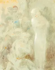 L'adoration des bergers by Louis Icart, oil on canvas, sold Nov 2023