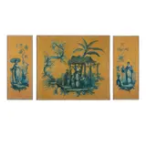 A Chinoiserie scene in green tones (a group of three) by Continental School, all oil on canvas, sold Nov 2023