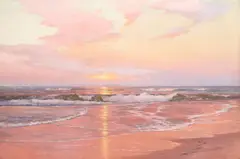 Warren Sheppard, American dusk on the coast, oil on canvas
