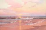 Warren Sheppard, American dusk on the coast, oil on canvas