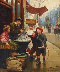 Look before you leap by Paul Chocarne-Moreau, oil on canvas, offered Nov 2023