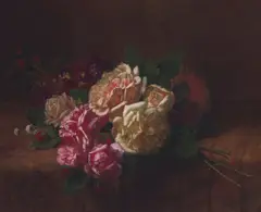 Jean-Baptiste Robie, A bouquet of roses, oil on canvas