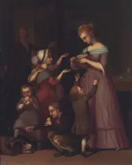 Wilhelm von Kaulbach, L'amie des pauvres, oil on copper