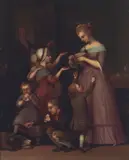 Wilhelm von Kaulbach, L'amie des pauvres, oil on copper