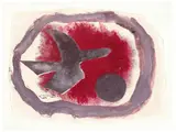 Georges Braque, L’oiseau, fond rouge, 1961, Gouache und Collage auf Bütten auf Karton