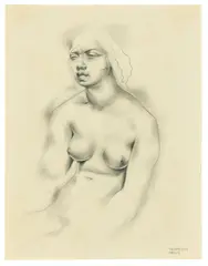 Tamara de Lempicka, Sitzender weiblicher Akt, 1931, Bleistift auf Papier