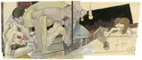 Horst Janssen, Phyllis, 1978, Mischtechnik auf drei aneinandergefügten Papieren