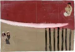 Ohne Titel by Franz West, 1981, Collage und Acryl auf Wellpappe, auf weiß lasierte Holzplatte montiert, sold Dec 2017