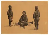 Carl Blechen, Schornsteinfegerjunge (Drei Studien), Um 1827, Aquarell und Feder in Schwarz über Bleistift auf braunem Papier
