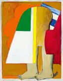 Horst Antes, Maskierte Figur, 1965, Öl auf Leinwand auf Karton