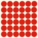 Peter Roehr, Ohne Titel, Um 1968, 36 rote Etiketten auf Karton