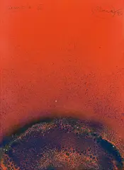Otto Piene, Sample II, 1996, Öl und Feuergouache auf Karton