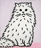 C. O. Paeffgen, Katze, 1977, Acryl auf feinem Nesselgewebe, mit Nessel hinterlegt