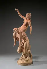 zugeschrieben Clodion (d.i. Claude Michel), Satyr trägt eine Bacchantin – Satyre portant une Bacchante, Um 1780, Terrakotta, Schlickerüberzug. 59 cm (23 ¼ in.)