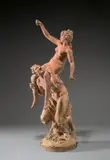 Satyr trägt eine Bacchantin – Satyre portant une Bacchante by zugeschrieben Clodion (d.i. Claude Michel), Um 1780, Terrakotta, Schlickerüberzug. 59 cm (23 ¼ in.), sold Dec 2016