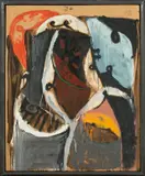 Markus Lüpertz, Melonen Mathematik III, 1984, Öl auf Karton, auf Hartfaser montiert. Im Künstlerrahmen