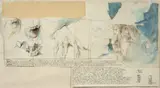 Horst Janssen, Altenhof, ein Augustnachmittag im kleinen Gobelinzimmer, 1979, Farb- und Bleistift auf Papiercollage