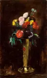 Lesser Ury, Strauß mit Nelken in hoher Vase, 1906, Öl auf Leinwand