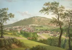 Anton Radl, Ansicht von Baden-Baden, 1829, Deckfarbe auf leichtem Büttenkarton