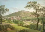 Anton Radl, Ansicht von Baden-Baden, 1829, Deckfarbe auf leichtem Büttenkarton