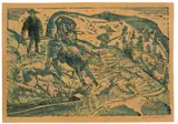 Kühe und Hirten by Ernst Ludwig Kirchner, 1917, Holzschnitt in grünlicher Gouachefarbe, stellenweise in Grün aquarelliert, auf bräunlichem Velin, sold Jun 2015