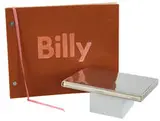 Ed Ruscha, Billy, 1968, Exhibition catalogue with felt letters mounted to sandpaper cover, machine screw and nut binding, and satin ribbon page marker