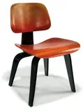 Charles and Ray Eames, Dining Chair, 1945-46, Red aniline dye Birch seat and back rest; black aniline dye legs and spine