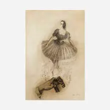 Anna Pavlova by Richard Lindner, 1941, ink on paper, sold Mar 2021