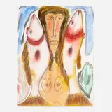 Thornton Dial, Sr., Fishing for Love, 1991, watercolor and graphite on Arches