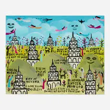 Untitled by Howard Finster, acrylic and ink on board in artist's frame, sold Mar 2021