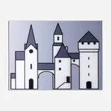 Medieval Village 3 by Julian Opie, 2019, inkjet on acrylic lenticular mounted on acrylic, sold Mar 2021
