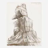 Christo, Wrapped Monument to Vittorio Emanuele, Project for Piazza del Duomo, Milan, 1975, 1975, lithograph in colors