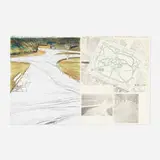 Christo, Wrapped Walkways (project for Stephen's Green Park in Dublin), 1983, lithograph in colors with collaged white cloth and card on Arches cover paper mounted to cardboard (as issued)