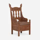 Viking Revival, Armchair, c. 1890, oak, vinyl upholstery