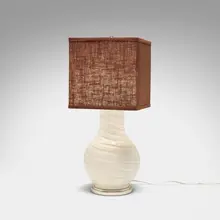 Christopher Spitzmiller, Table lamp, glazed stoneware, chrome-plated brass and steel, aluminum