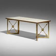 Hollywood Regency, Coffee table, capiz shell, brass