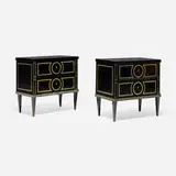 Neoclassical, Commodes, pair, lacquered wood