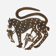 Serge Jolimeau, Untitled (Jaguar with Birds), recycled steel