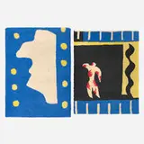 Modern, Henri Matisse-inspired rugs, set of two, hand-hooked wool
