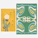 Arts and Crafts Style, Rugs, set of two, hand-hooked wool